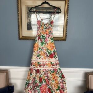 Farm Rio Floral Sketch cotton midi dress